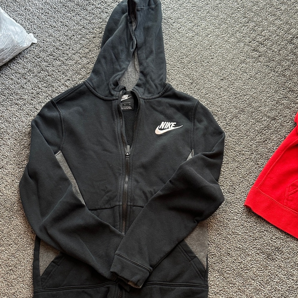 Nike Black Full-Zip Hoodie with White Logo